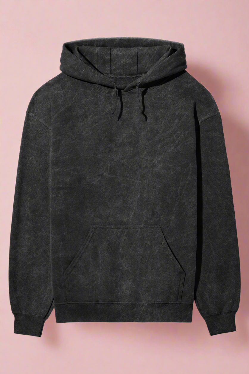 Unisex Full Sleeve Acid Wash Bikers Hoodie - Back Side Print (The Road is my Escape)