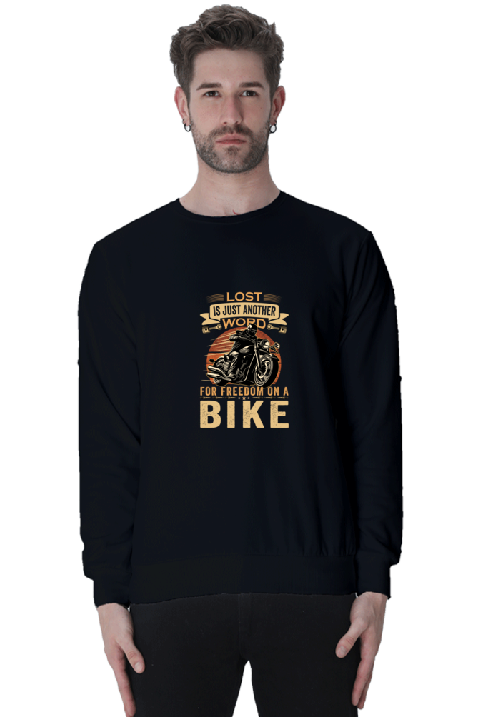 Round Neck Full Sleeve Biker Sweatshirt (Lost is Just another Word)