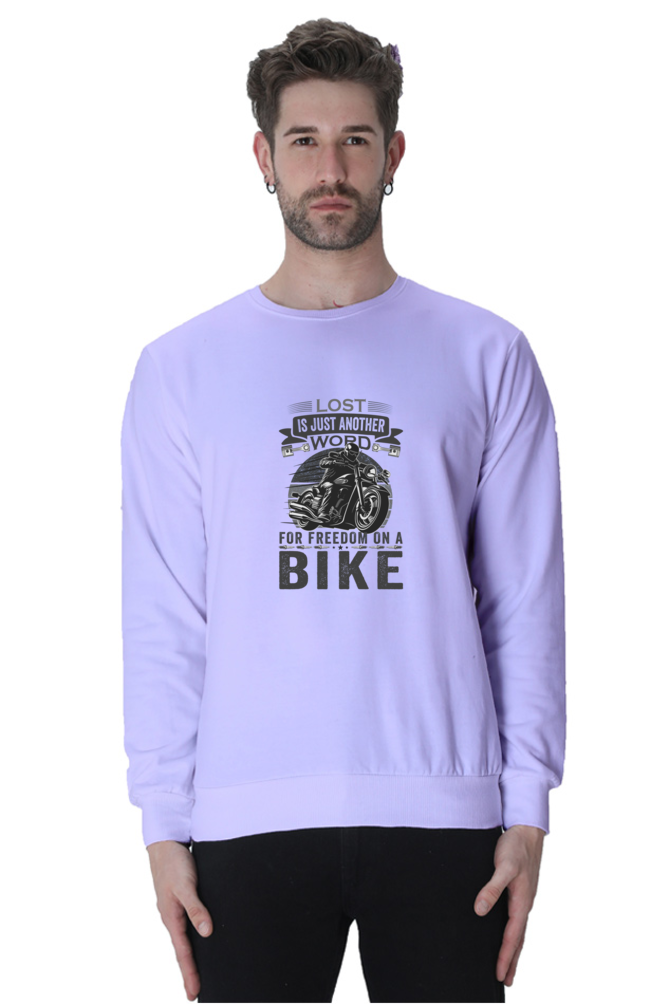Round Neck Full Sleeve Biker Sweatshirt Lavender (Lost is just another word)