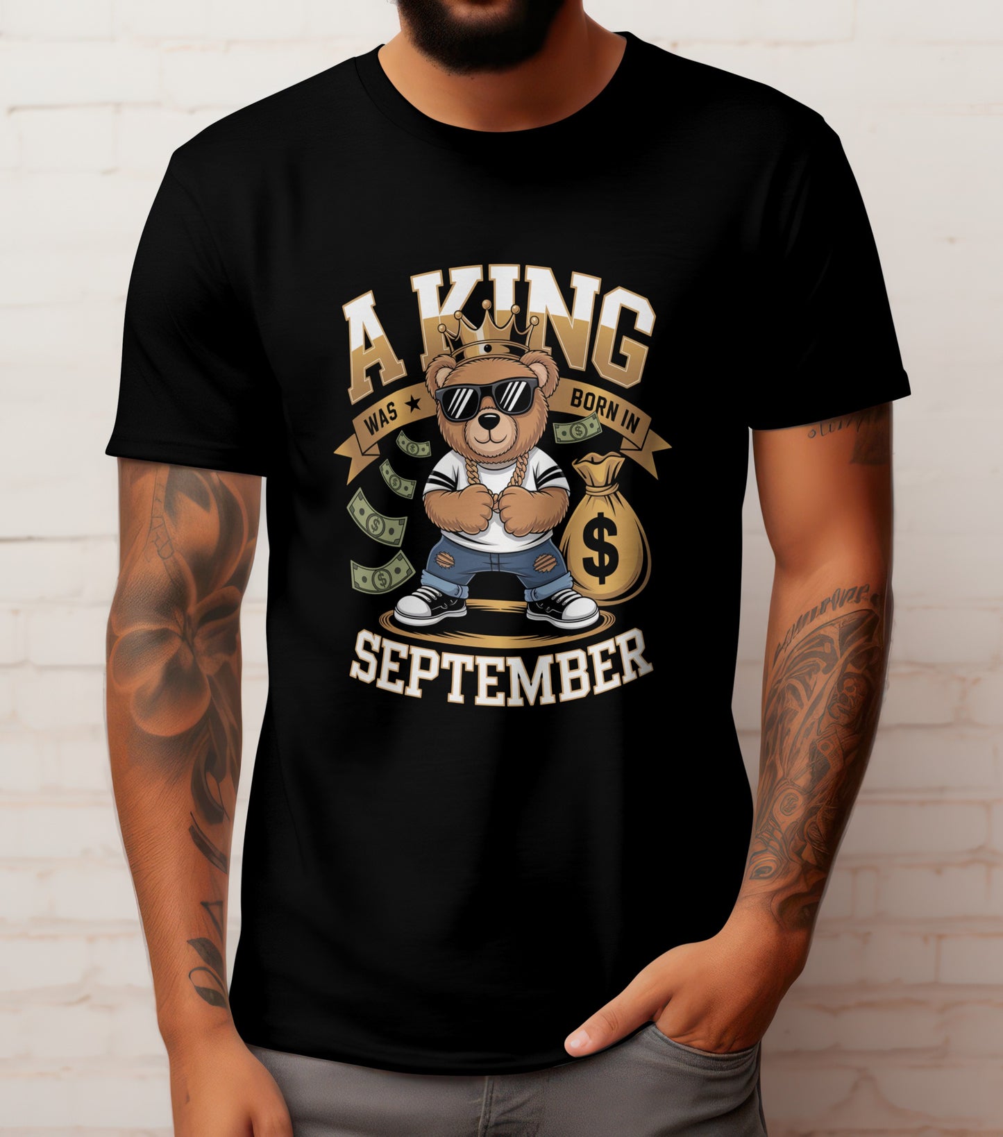 September Birthday T-shirt Round Neck Half Sleeve (A King Was Born In September)