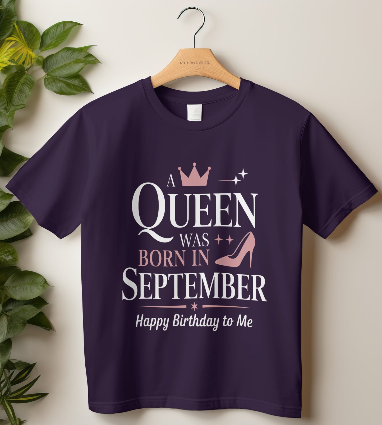 September Birthday T-shirt Round Neck Half Sleeve (A Queen Was Born in September)