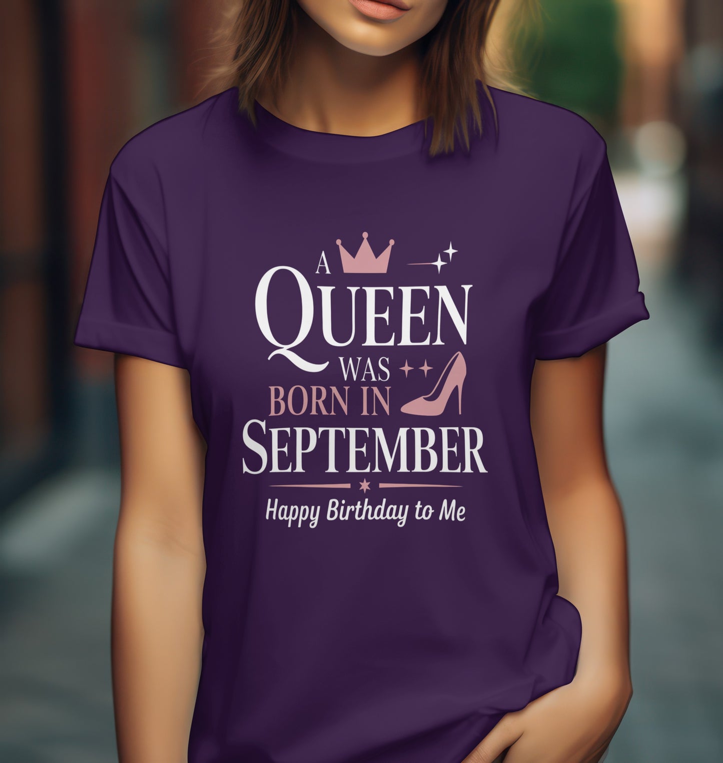 September Birthday T-shirt Round Neck Half Sleeve (A Queen Was Born in September)