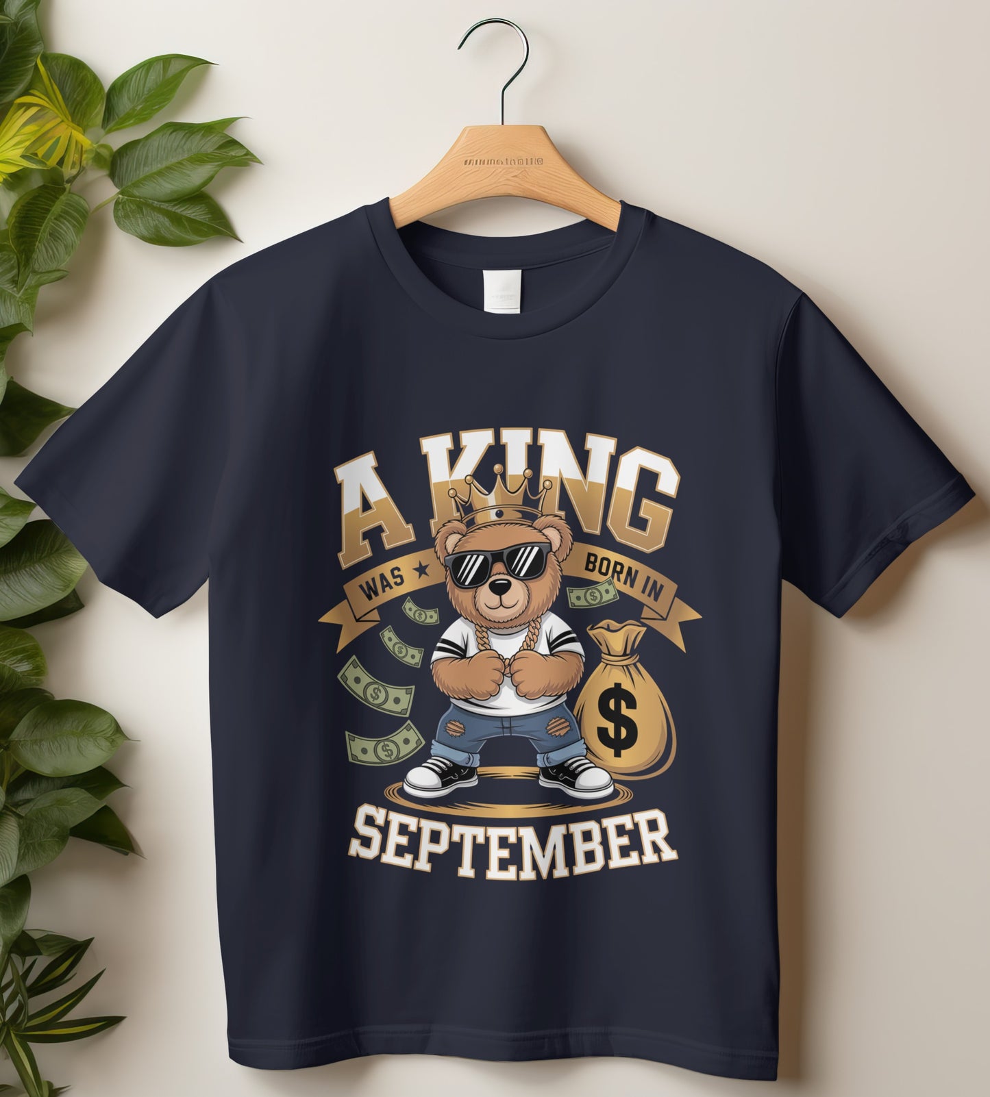 September Birthday T-shirt Round Neck Half Sleeve (A King Was Born In September)