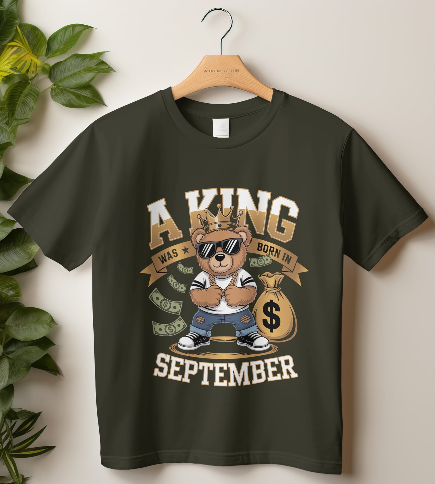 September Birthday T-shirt Round Neck Half Sleeve (A King Was Born In September)