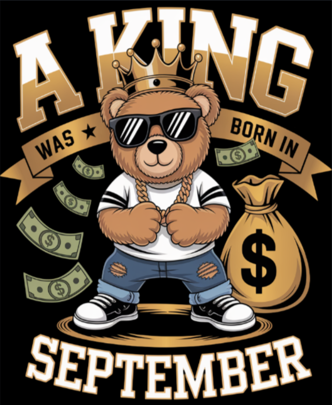 September Birthday T-shirt Round Neck Half Sleeve (A King Was Born In September)