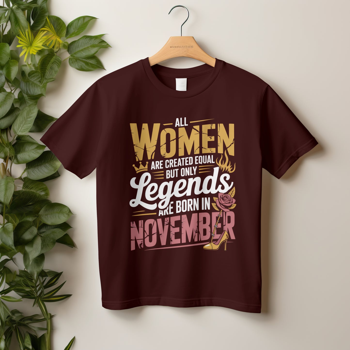 November Birthday T-shirt Round Neck Half Sleeve (All Women are Created Equal November Born)