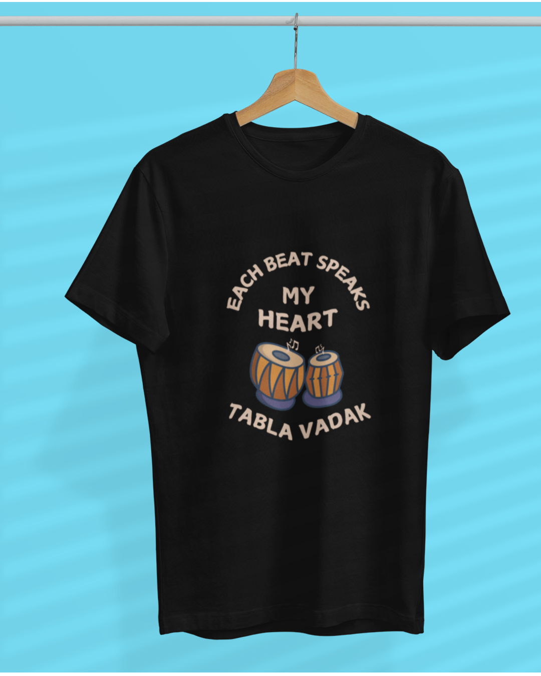 Round Neck Half Sleeve Music T-Shirt (Each Beat Speaks my heart)