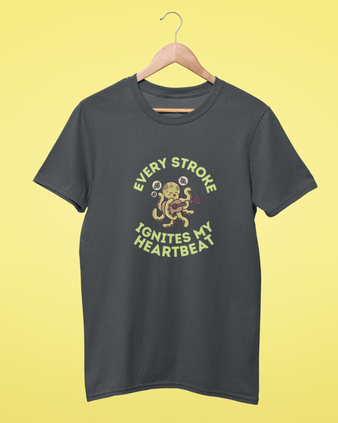 Round Neck Half Sleeve Music T-Shirt (Every Stroke Ignites my heartbeat)