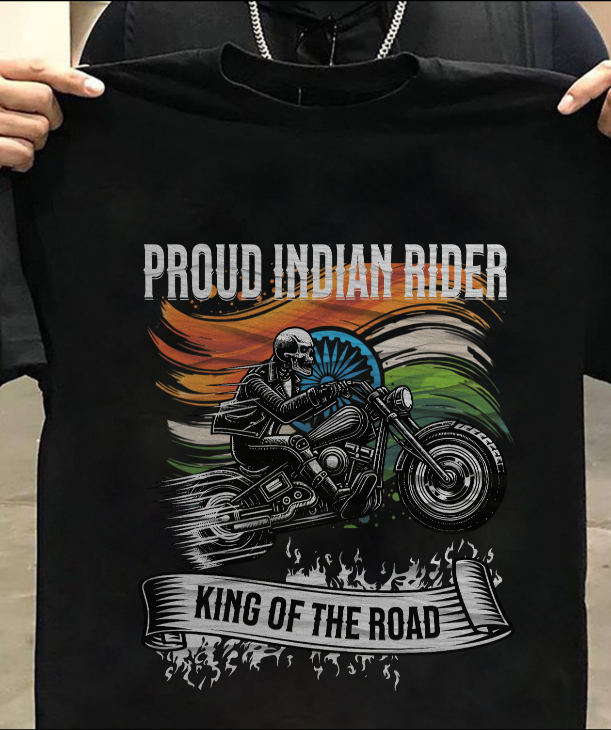 Biker T-Shirt Round Neck Half Sleeve (Proud Indian Rider)