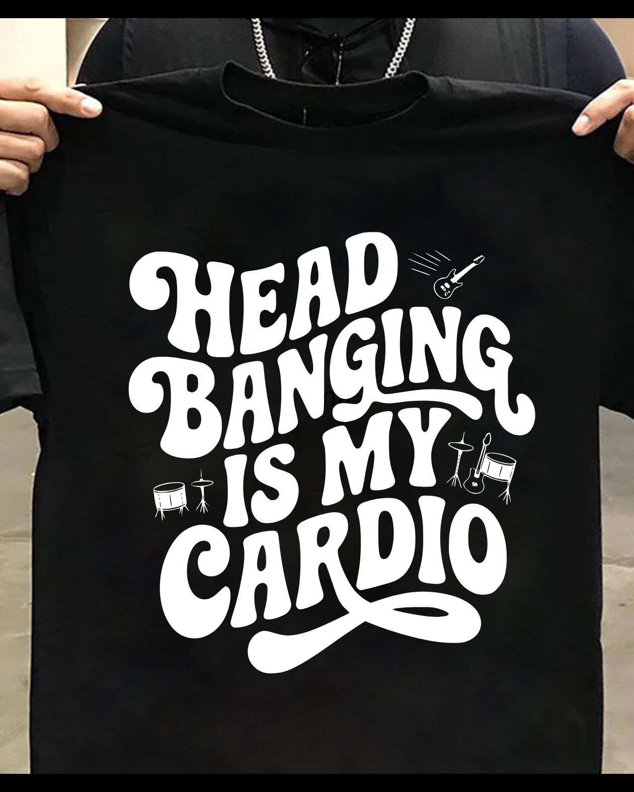 Round Neck Half Sleeve Music T-Shirt (Head Banging is my Cardio)