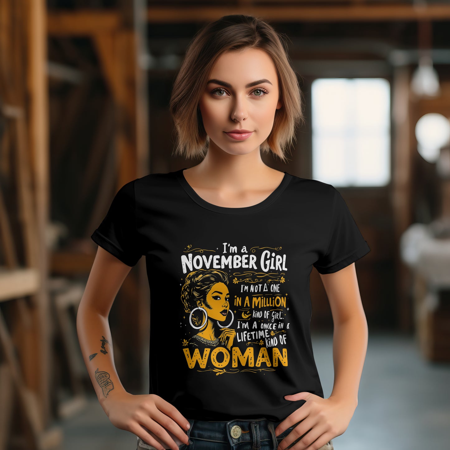 November Birthday T-shirt Round Neck Half Sleeve (I am a November Girl)