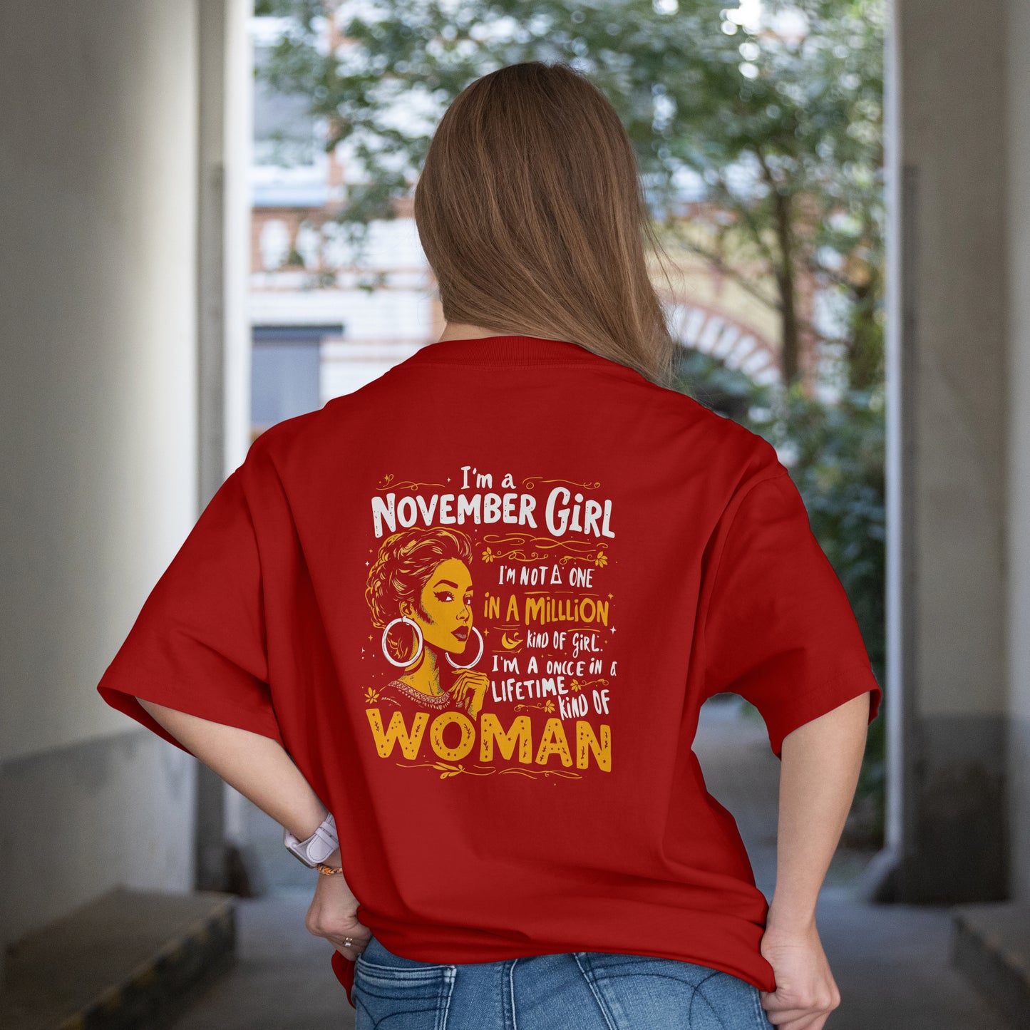 November Birthday Unisex Terry Oversized Tee Half Sleeve(I am a November Girl)