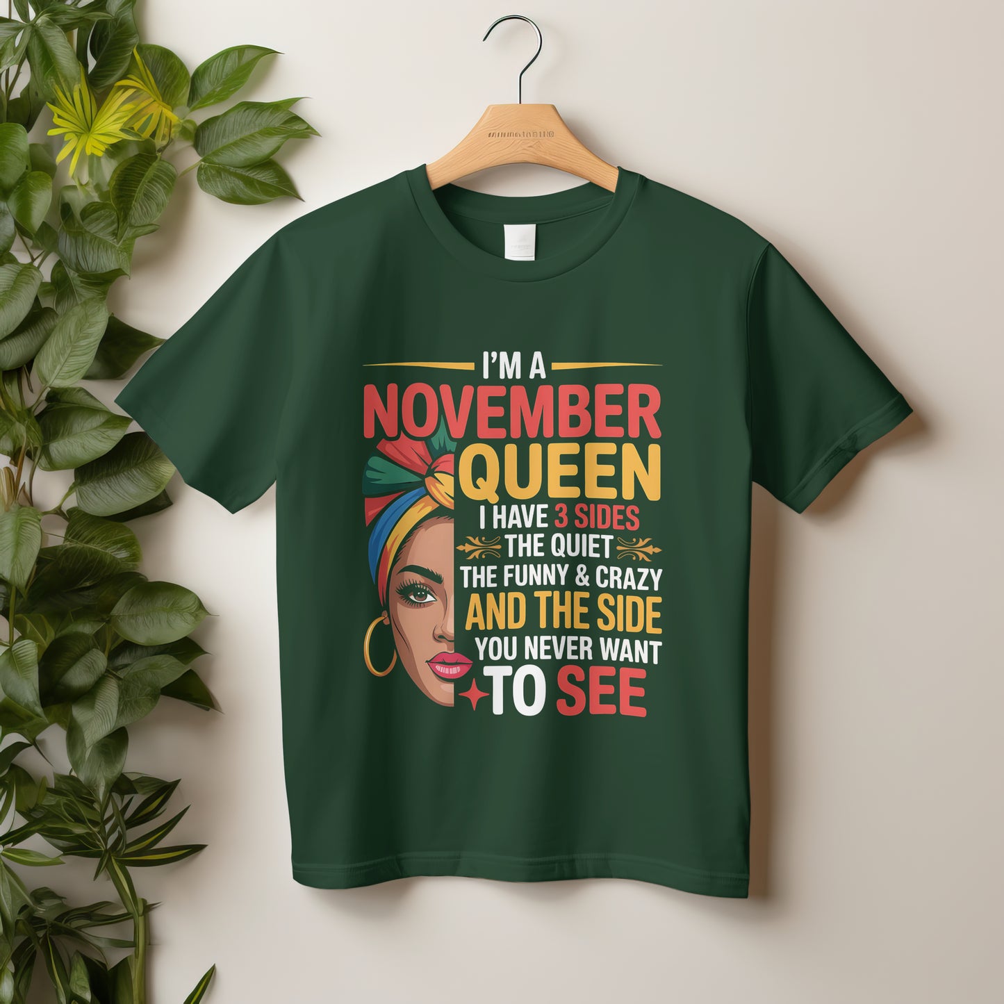 November Birthday T-shirt Round Neck Half Sleeve (I am a November Queen)