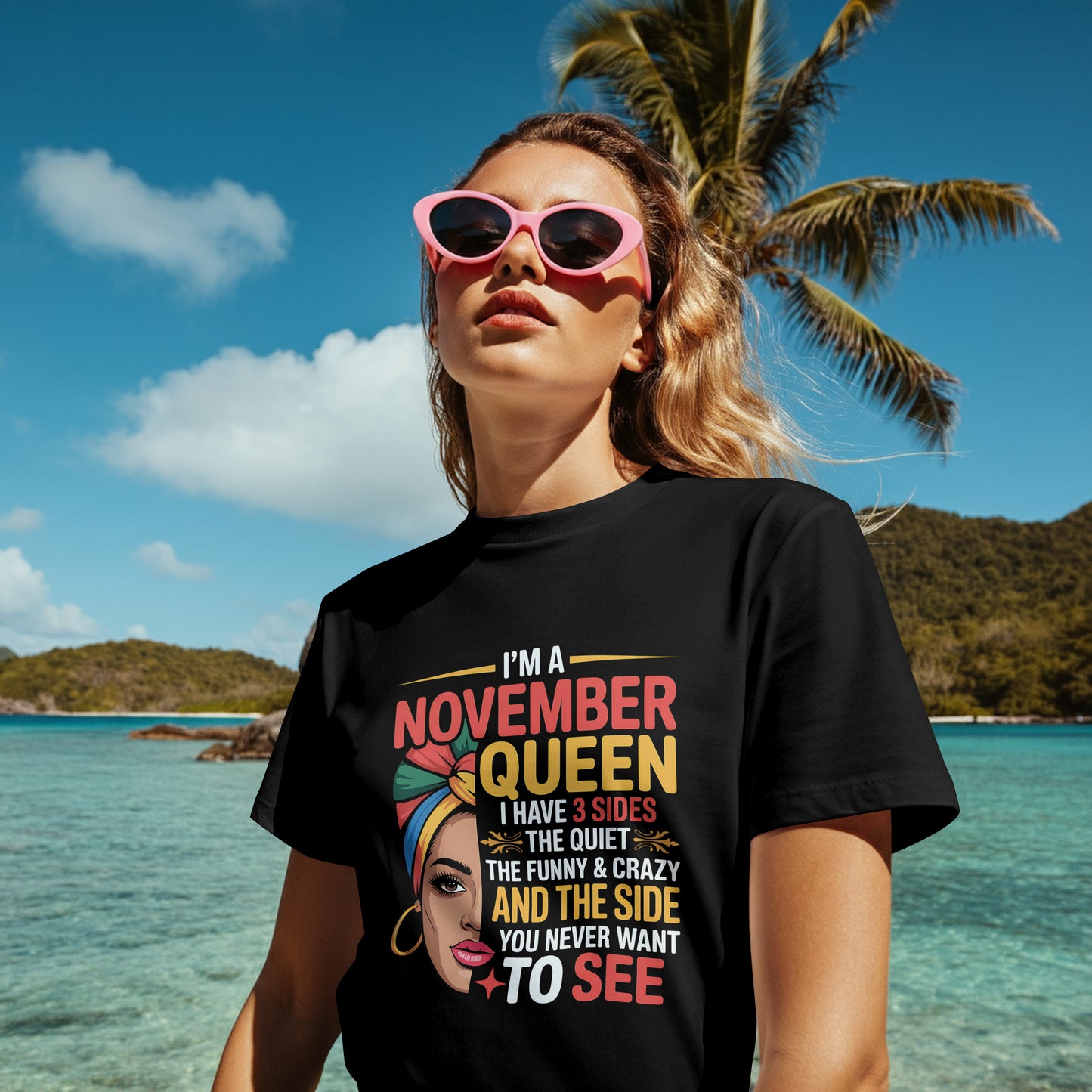 November Birthday T-shirt Round Neck Half Sleeve (I am a November Queen)