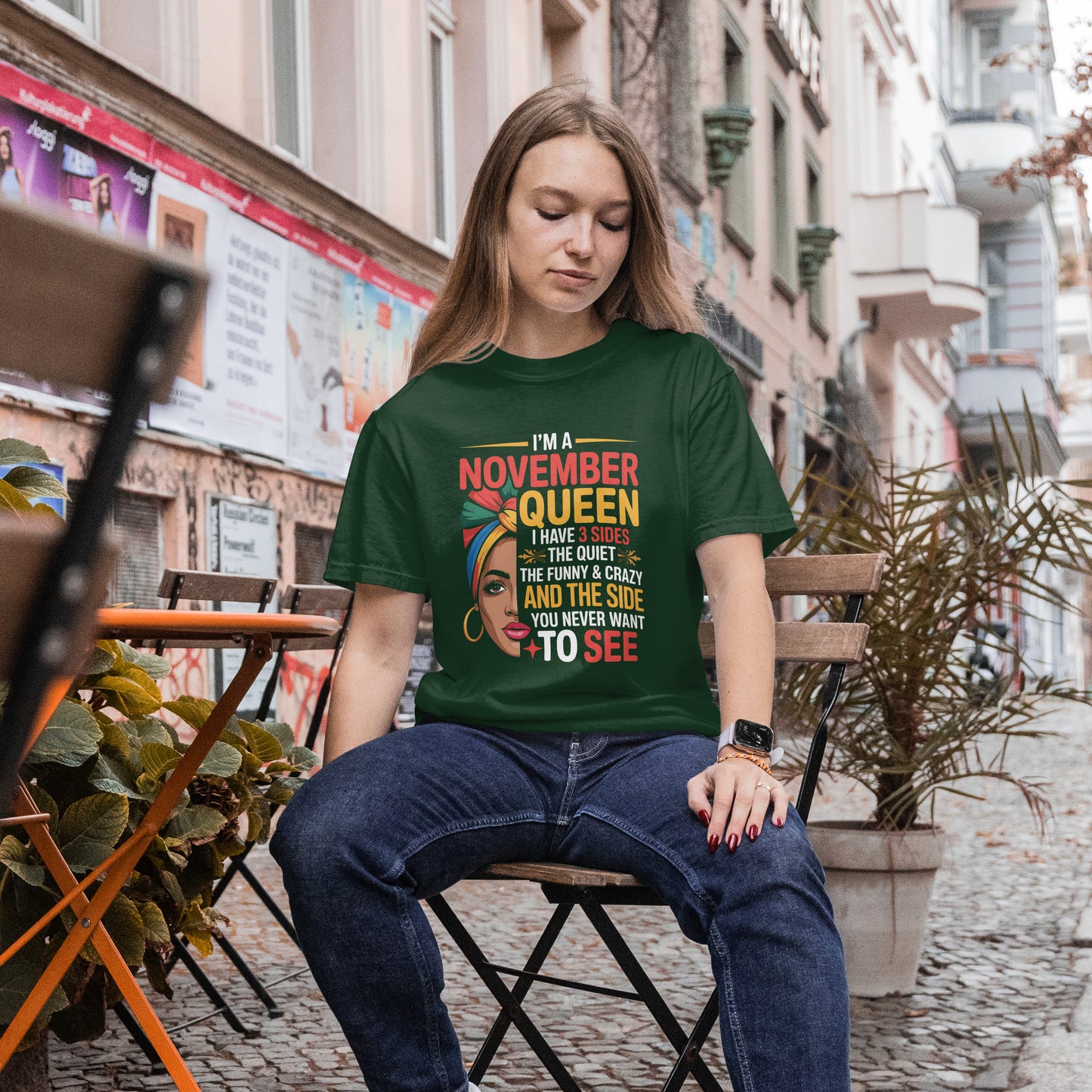 November Birthday T-shirt Round Neck Half Sleeve (I am a November Queen)