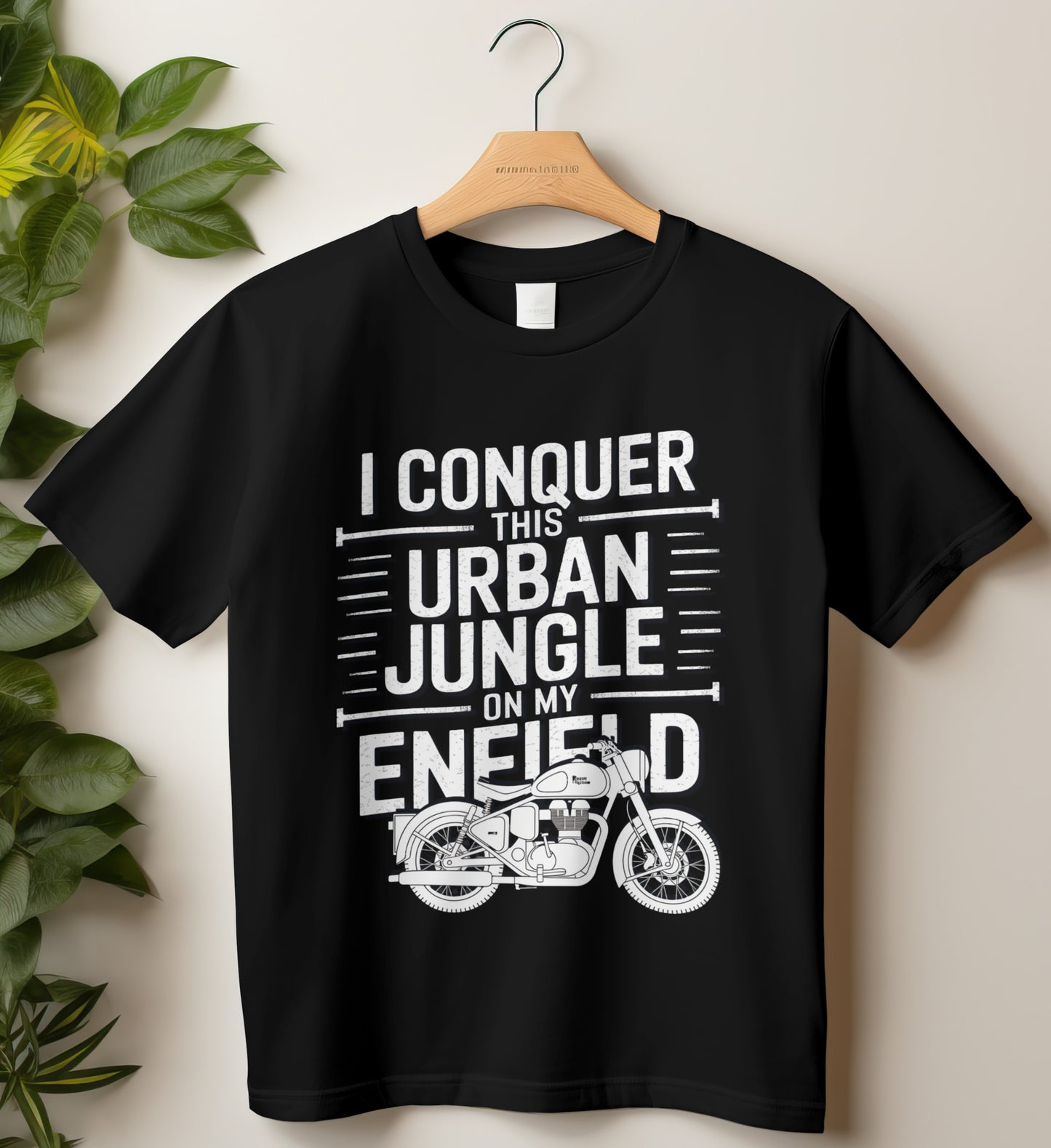 Biker T-Shirt Round Neck Half Sleeve (I conquer this urban jungle on my enfield)