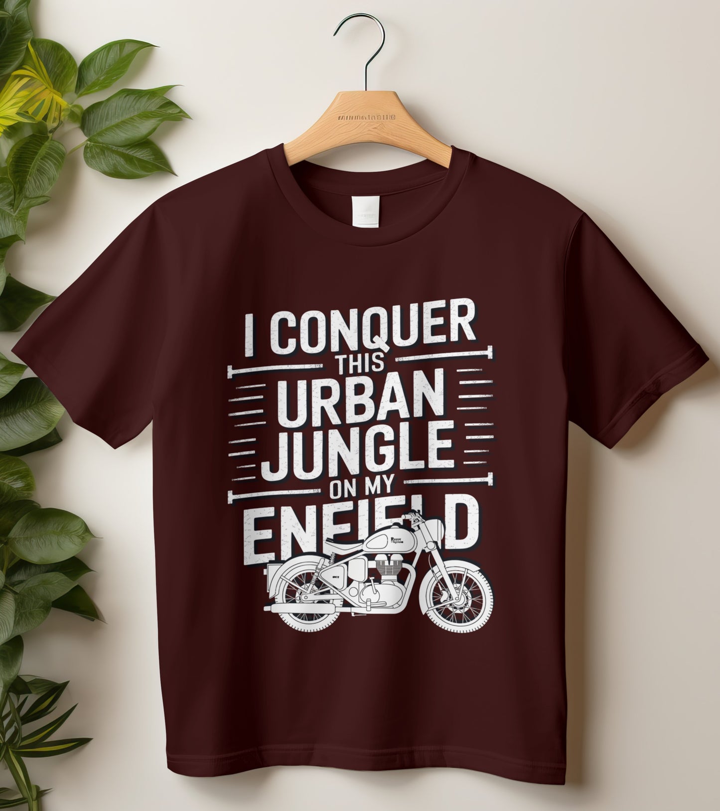 Biker T-Shirt Round Neck Half Sleeve (I conquer this urban jungle on my enfield)