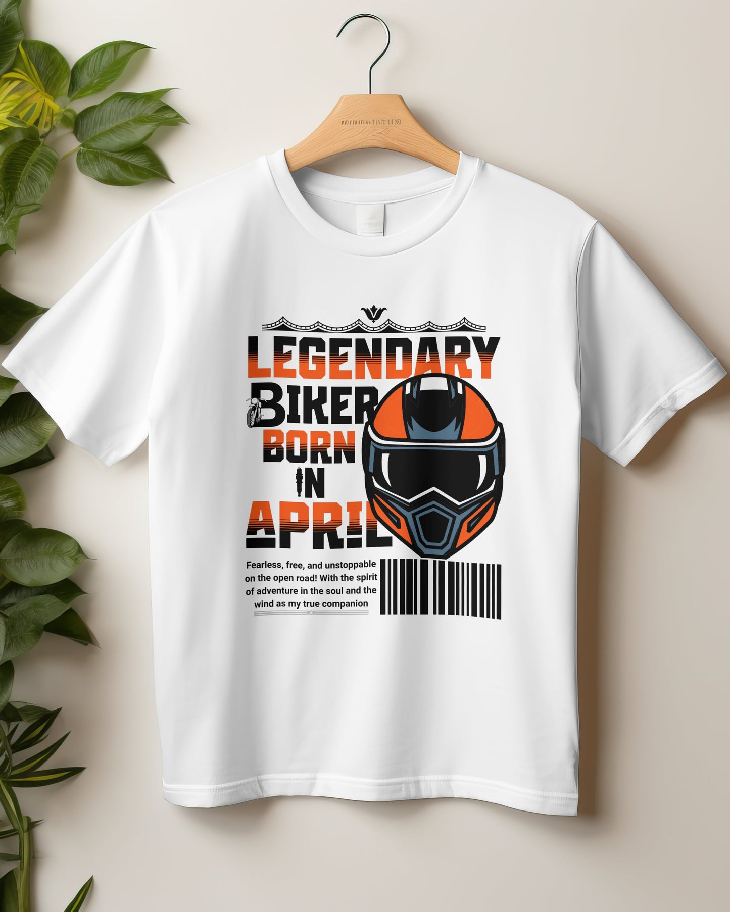 Round Neck Half Sleeve Biker T-Shirt (Legendary Biker Born in April)