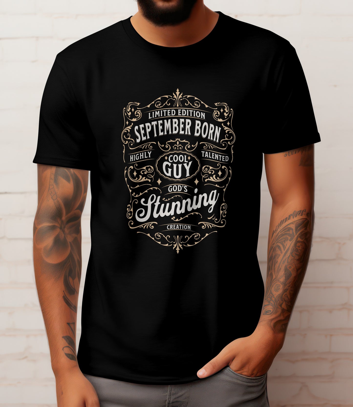 September Birthday T-shirt Round Neck Half Sleeve (Limited Edition September Born Cool Guy)