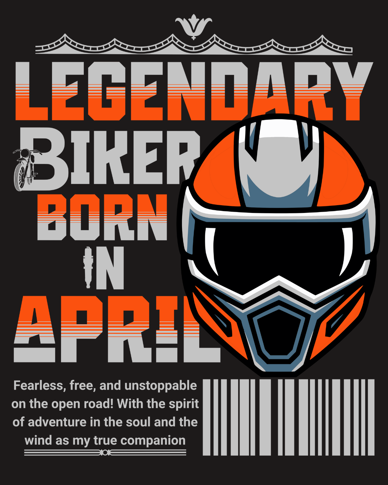 Round Neck Half Sleeve Biker T-Shirt (Legendary Biker Born in April)