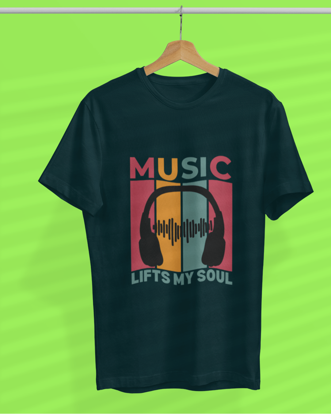 Round Neck Half Sleeve Music T-Shirt (Music Lifts My Soul)