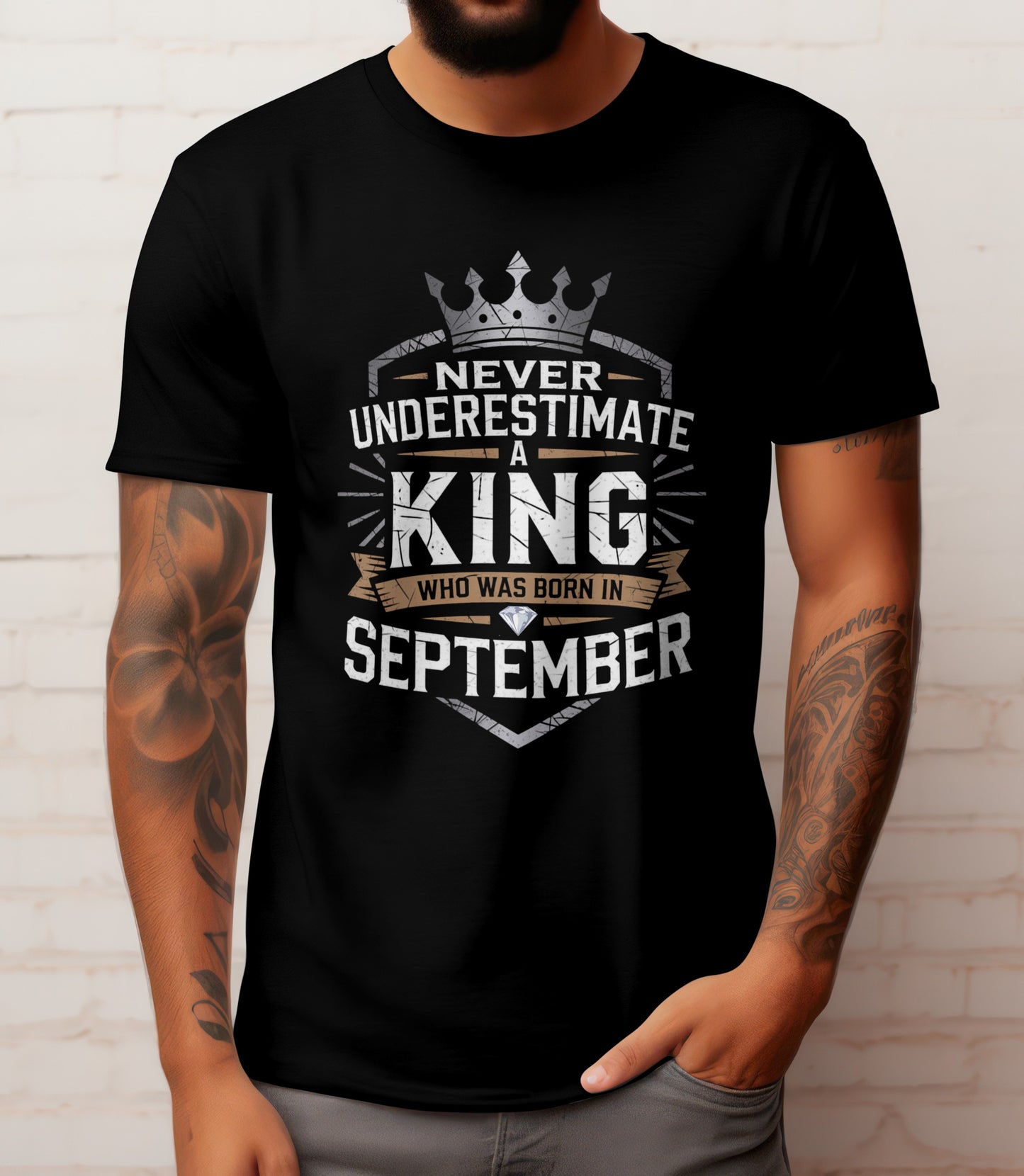 September Birthday T-shirt Round Neck Half Sleeve (Never Underestimate a King Who Was born in September)