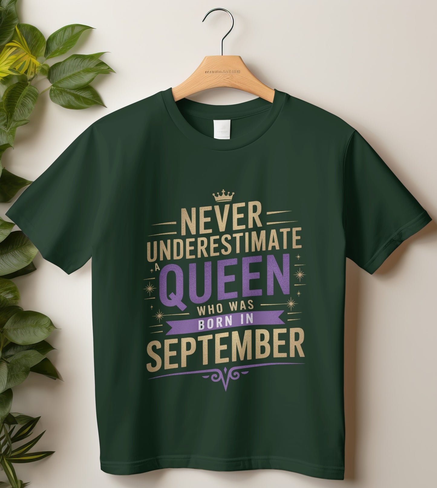September Birthday T-shirt Round Neck Half Sleeve (Never Underestimate a Queen who was born in September)