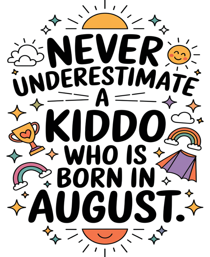 August Kids Birthday T-shirt Round Neck Half Sleeve (Never Underestimate a Kiddo)