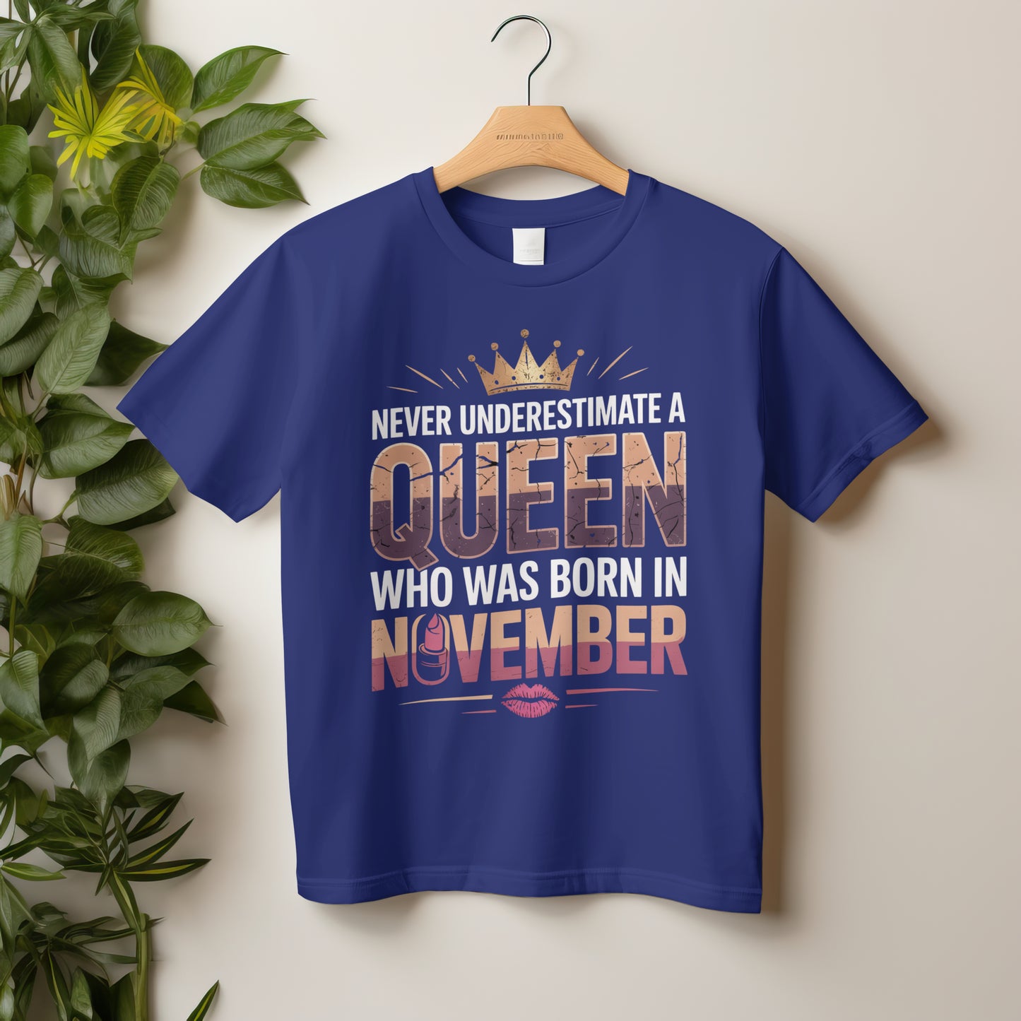 November Birthday T-shirt Round Neck Half Sleeve (Never Underestimate a Queen November Born)