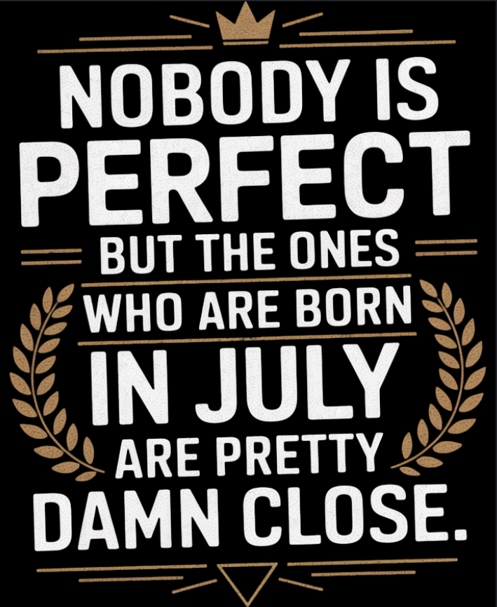 July Birthday T-shirt Round Neck Half Sleeve (Nobody is perfect but the ones who are Born)