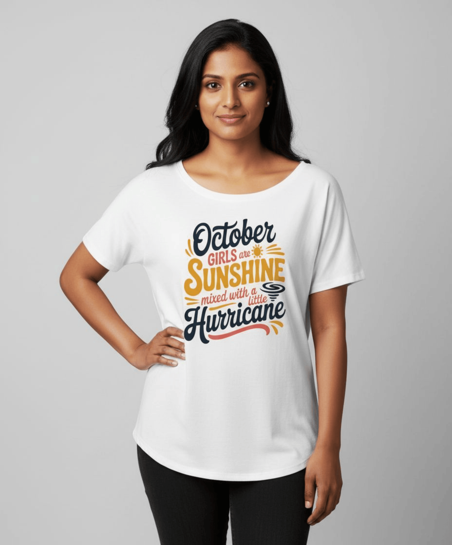 October Birthday T-shirt Round Neck Half Sleeve (October Girls are Sunshine)