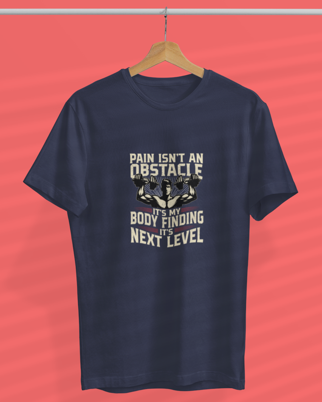 Round Neck Half Sleeve Gym T-Shirt (Pain Isn't an Obstacle)