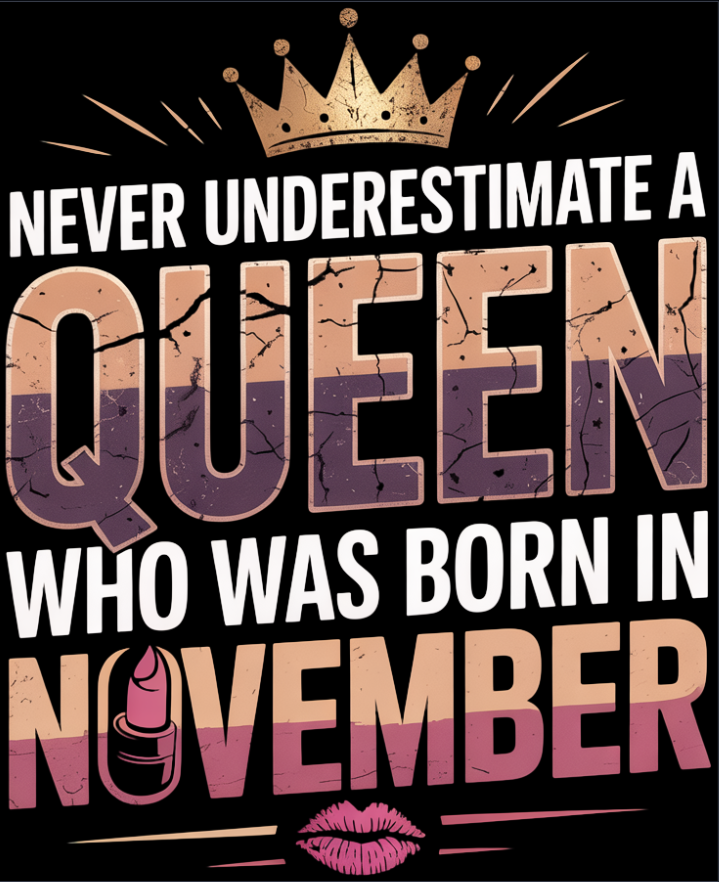 November Birthday T-shirt Round Neck Half Sleeve (Never Underestimate a Queen November Born)