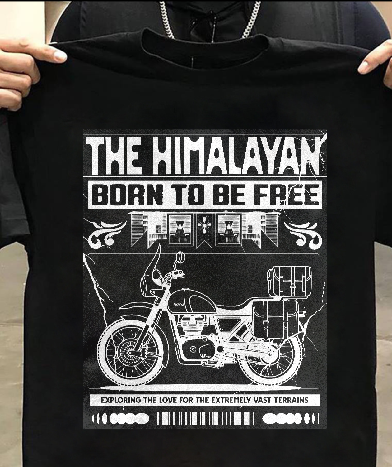 Biker T-Shirt Round Neck Half Sleeve (The Himalayan - Born to be Free)