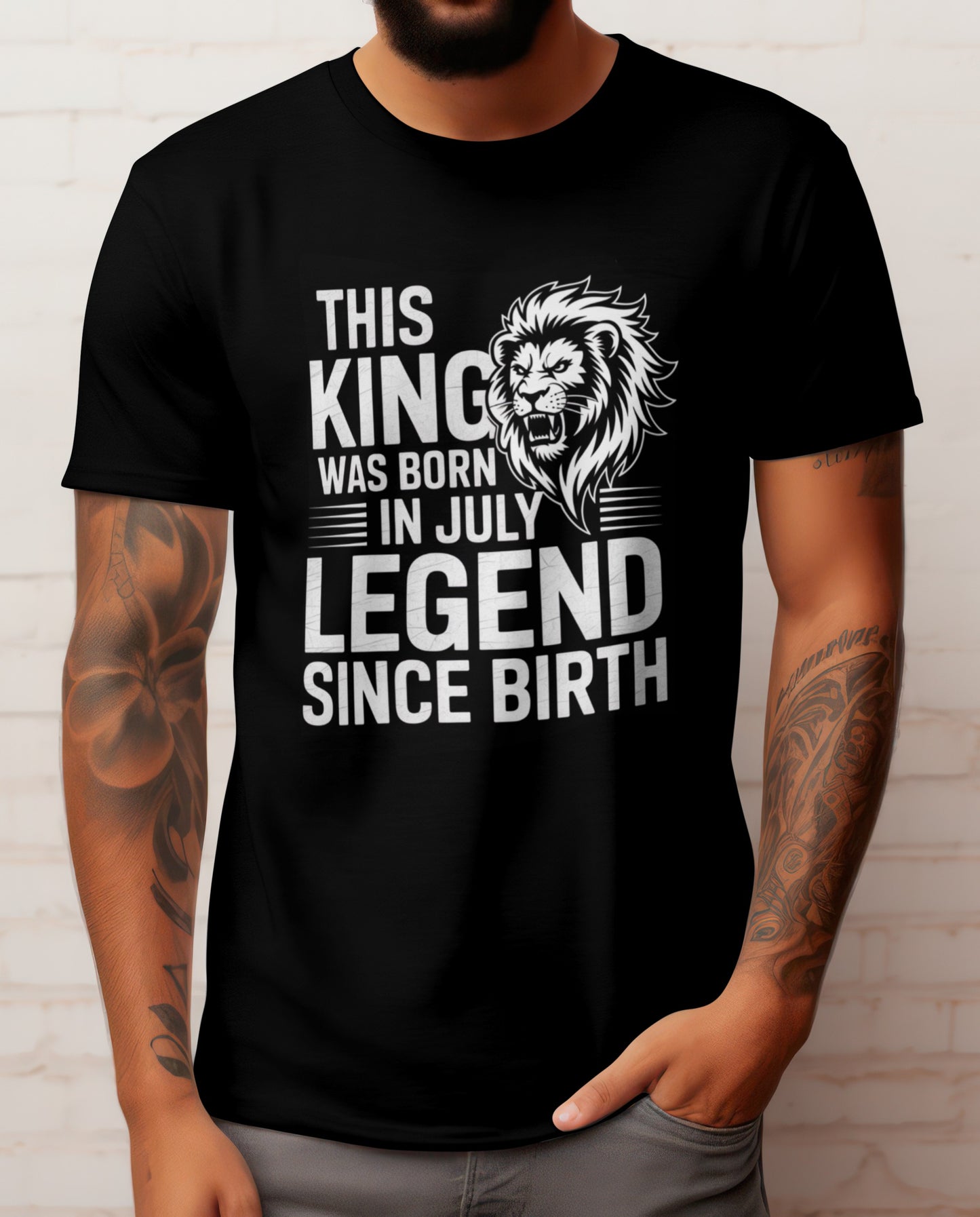 July Birthday T-shirt Round Neck Half Sleeve (This King Was Born in July)
