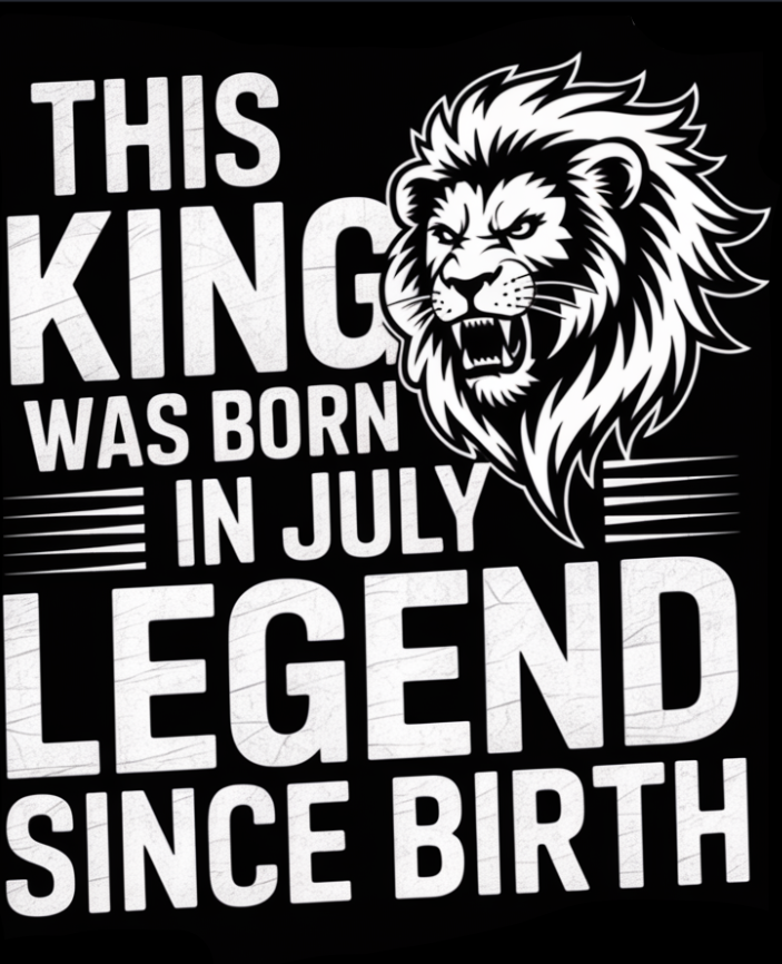 July Birthday T-shirt Round Neck Half Sleeve (This King Was Born in July)