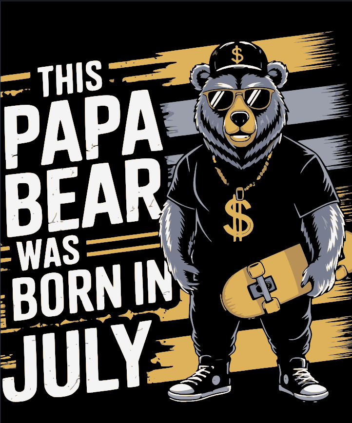 July Birthday T-shirt Round Neck Half Sleeve (This Papa Bear was Born in July)