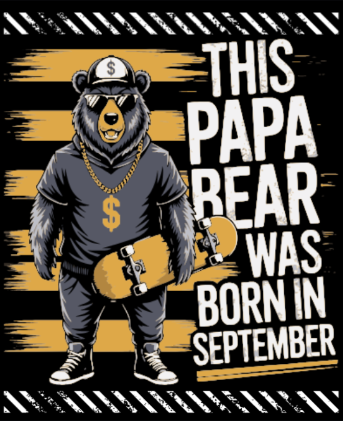 September Birthday T-shirt Round Neck Half Sleeve (This Papa Bear Was Born in September)
