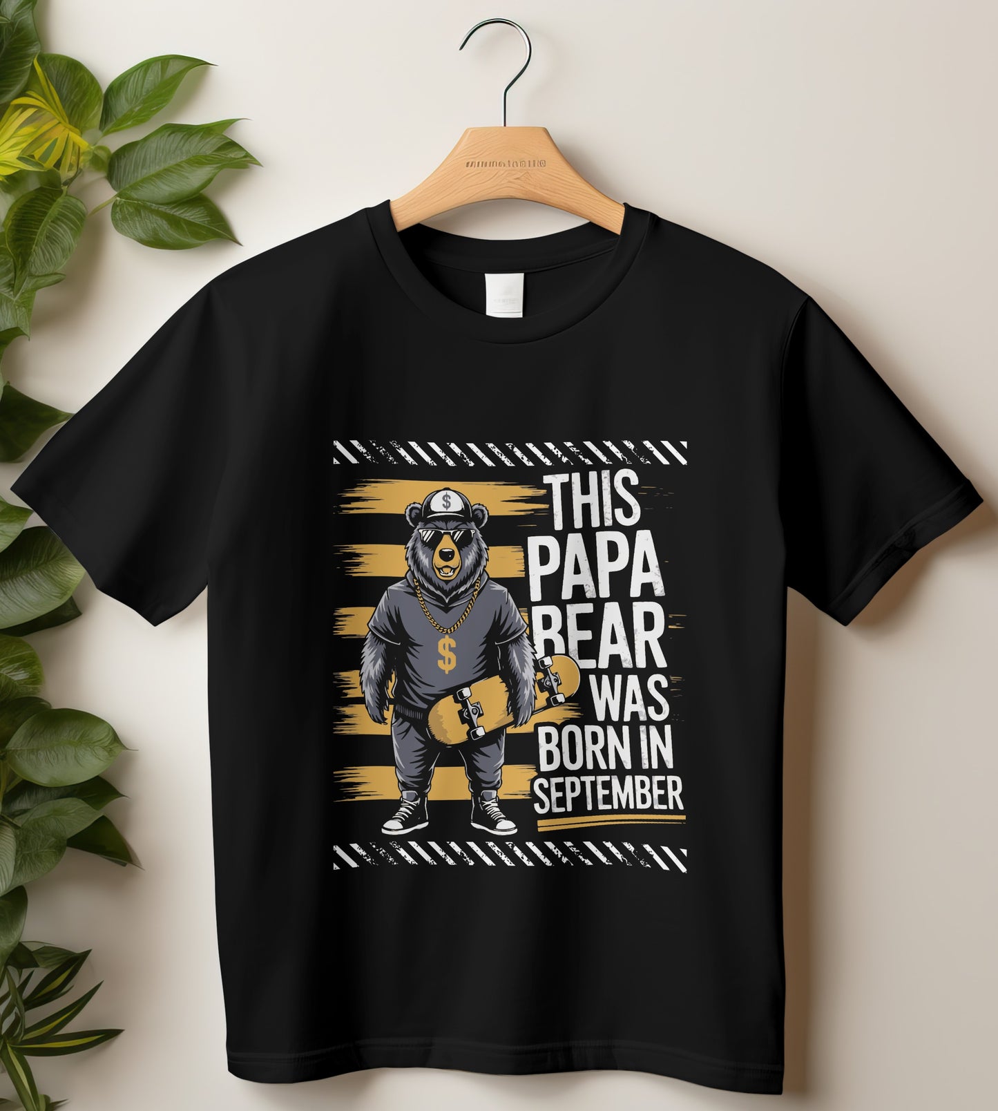 September Birthday T-shirt Round Neck Half Sleeve (This Papa Bear Was Born in September)
