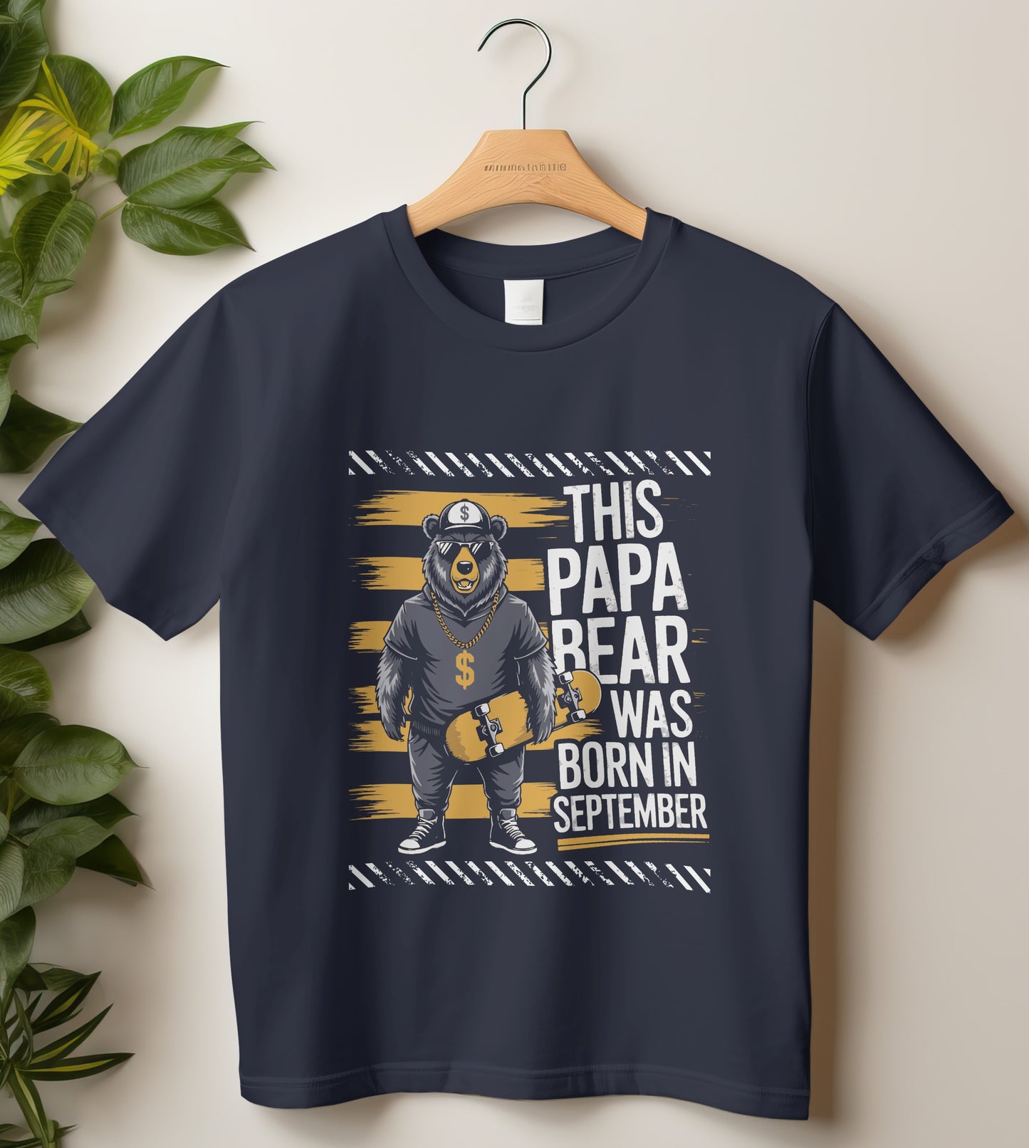 September Birthday T-shirt Round Neck Half Sleeve (This Papa Bear Was Born in September)