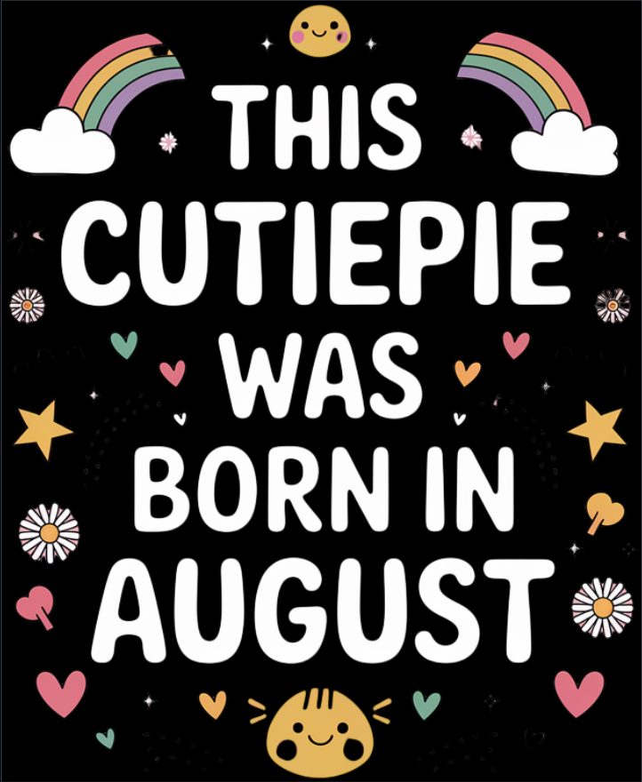 August Kids Birthday T-shirt Round Neck Half Sleeve (This Cutiepie was born in August)