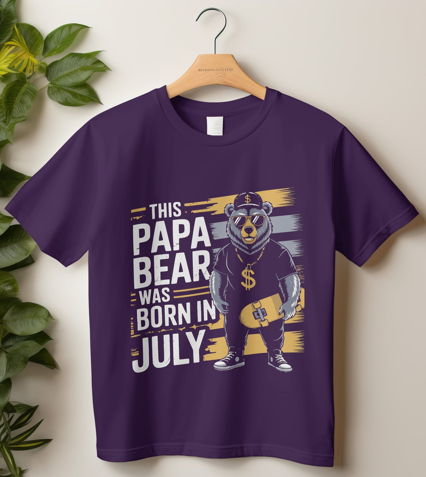 July Birthday T-shirt Round Neck Half Sleeve (This Papa Bear was Born in July)