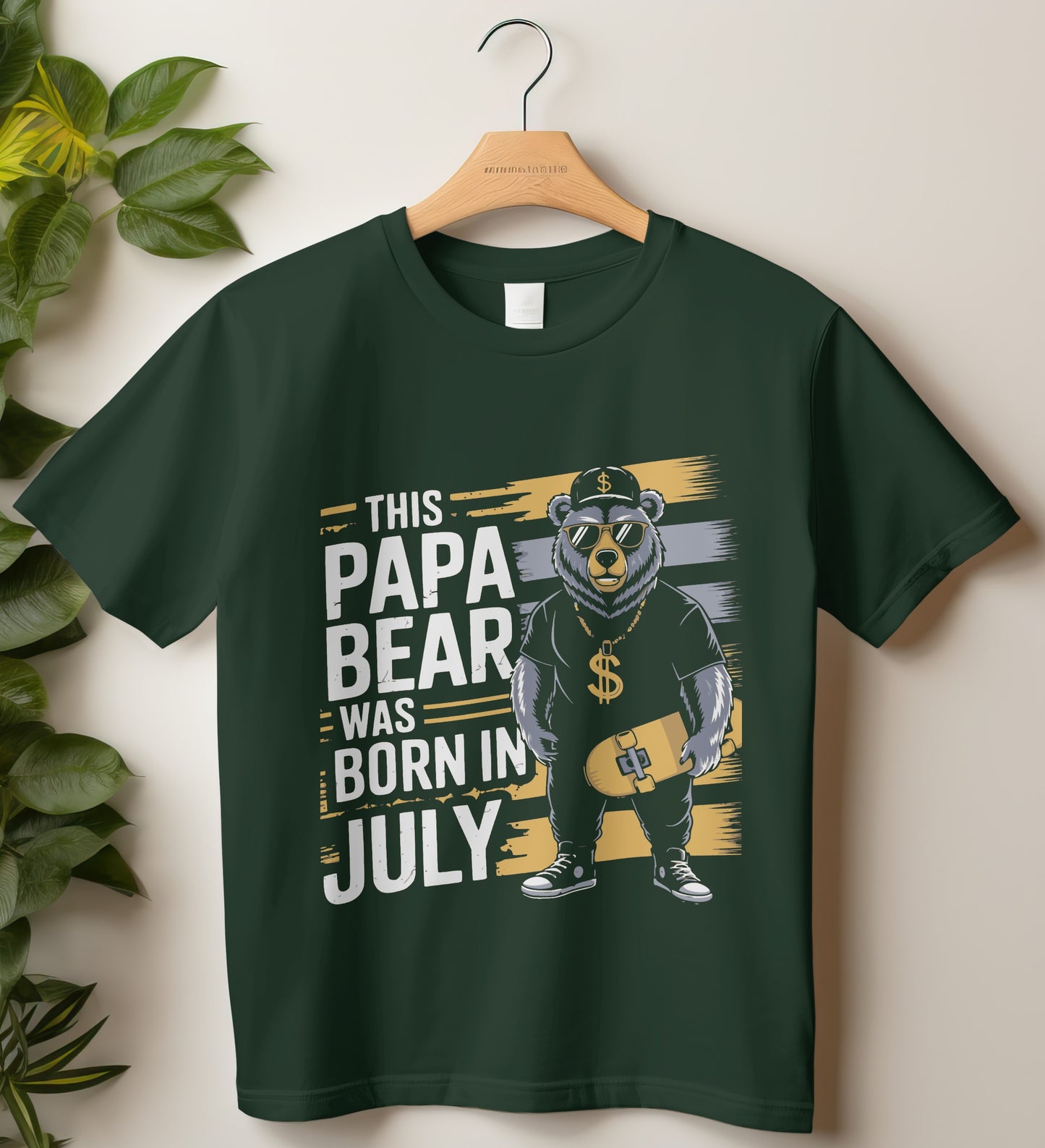 July Birthday T-shirt Round Neck Half Sleeve (This Papa Bear was Born in July)