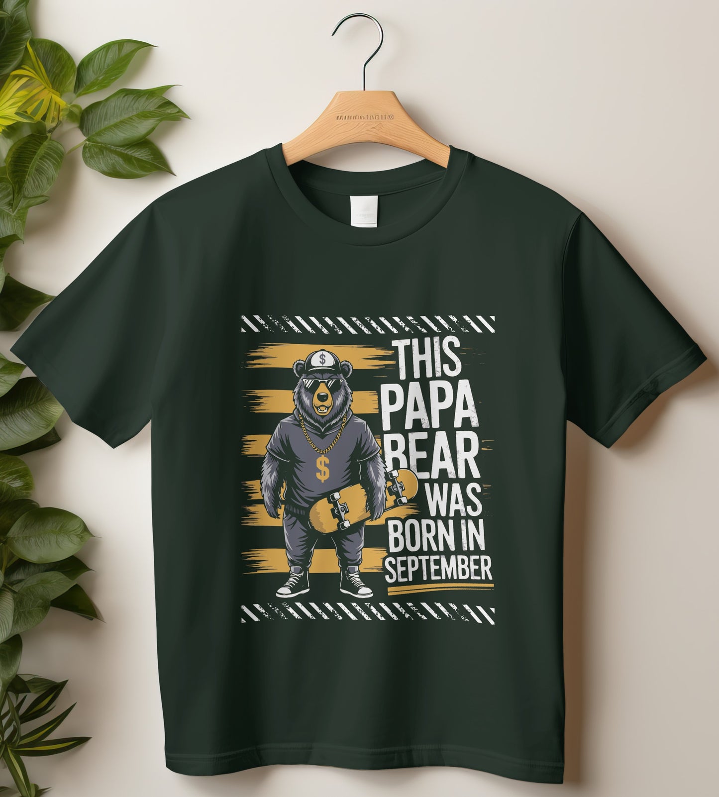 September Birthday T-shirt Round Neck Half Sleeve (This Papa Bear Was Born in September)