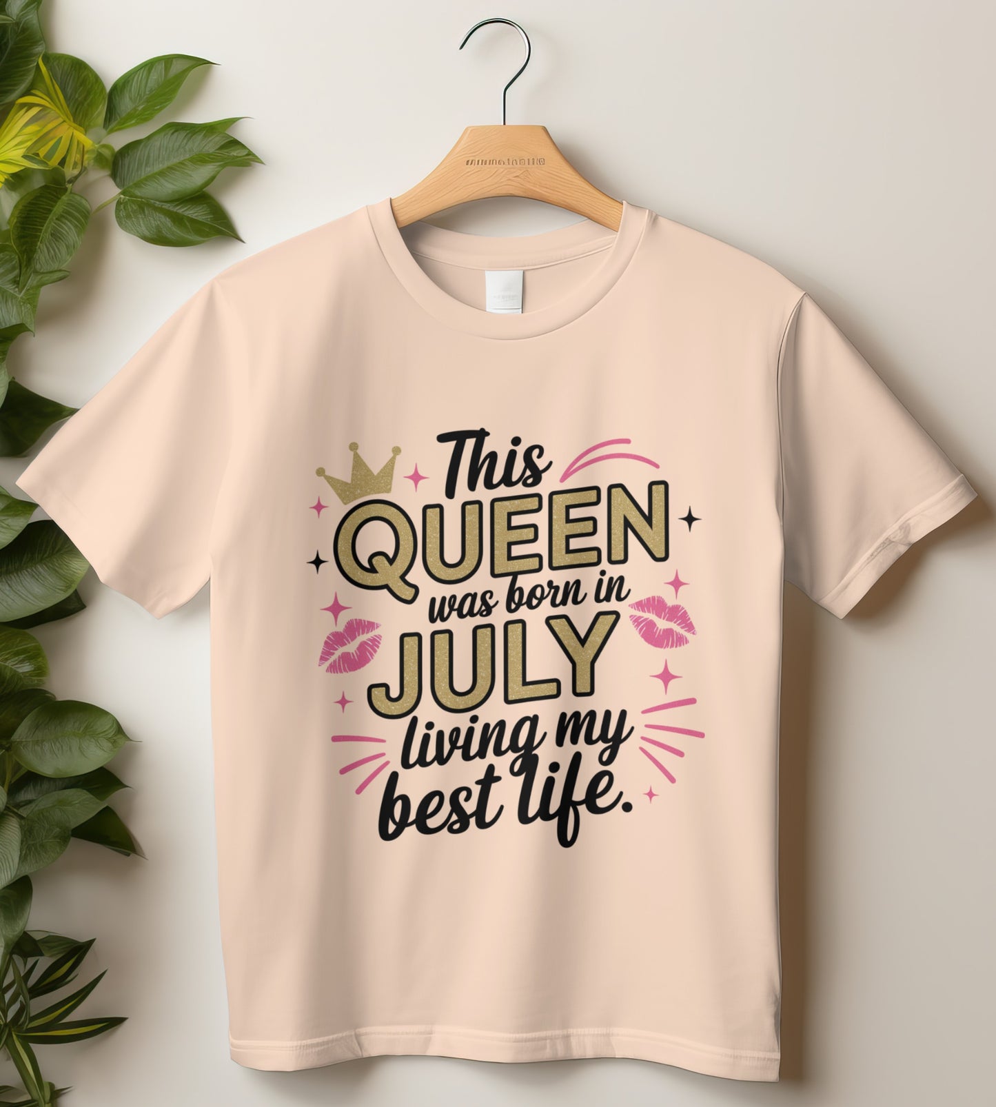 July Birthday T-shirt Round Neck Half Sleeve (This Queen was born in July)