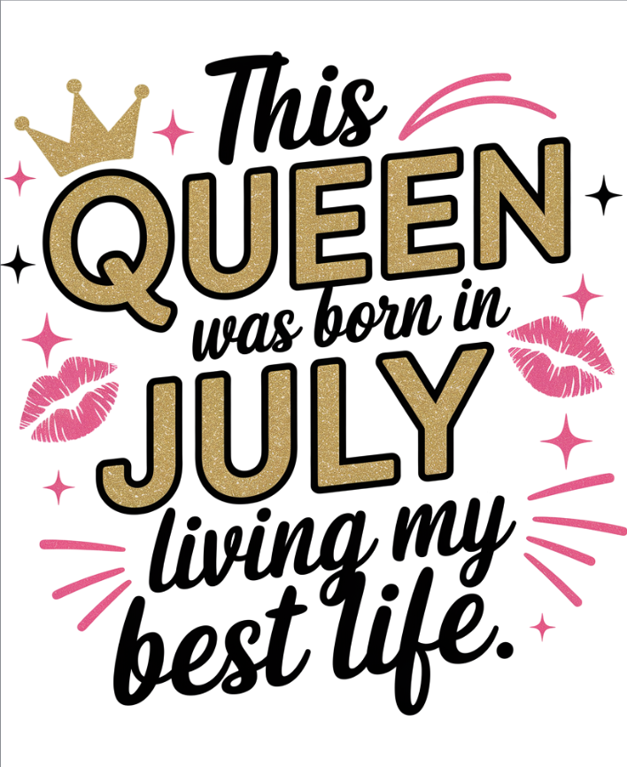 July Birthday T-shirt Round Neck Half Sleeve (This Queen was born in July)