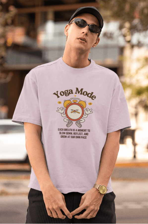 Round Neck Men Oversized T-Shirt Half Sleeve(Yoga Mode)