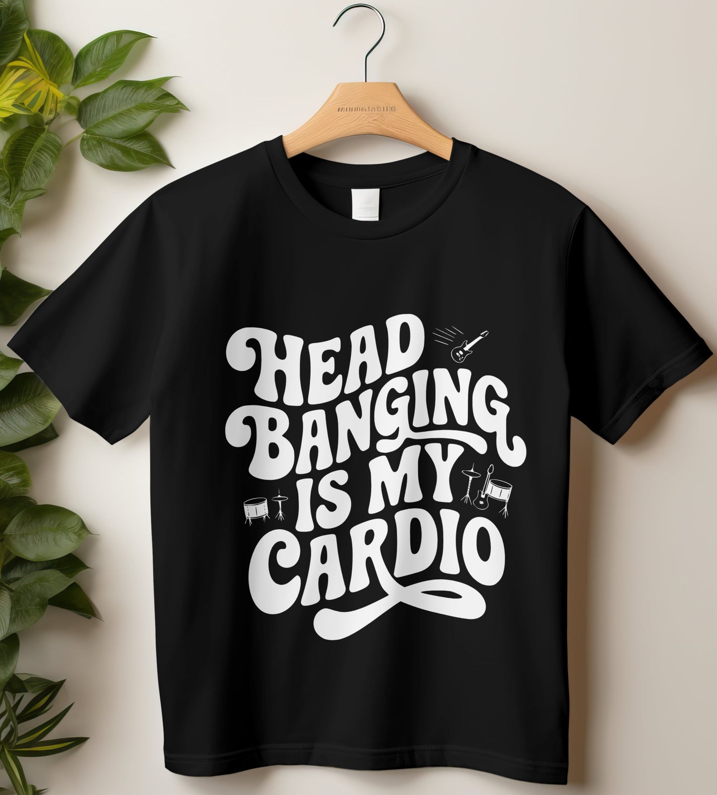 Round Neck Half Sleeve Music T-Shirt (Head Banging is my Cardio)