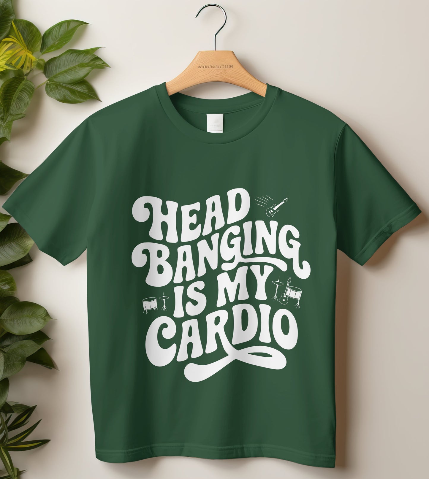 Round Neck Half Sleeve Music T-Shirt (Head Banging is my Cardio)