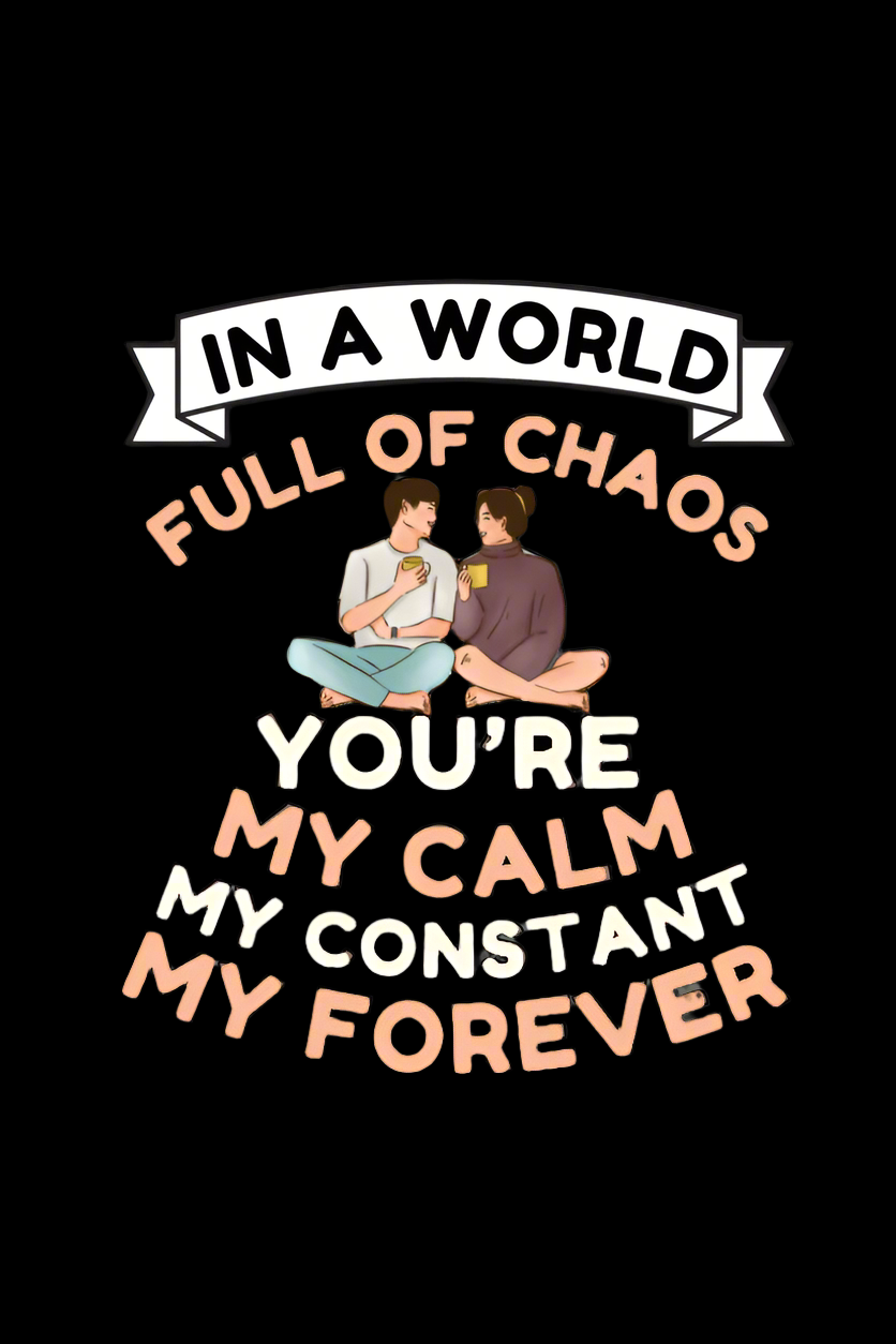 Round Neck Half Sleeve Couples T-Shirt (In a world full of Chaos)